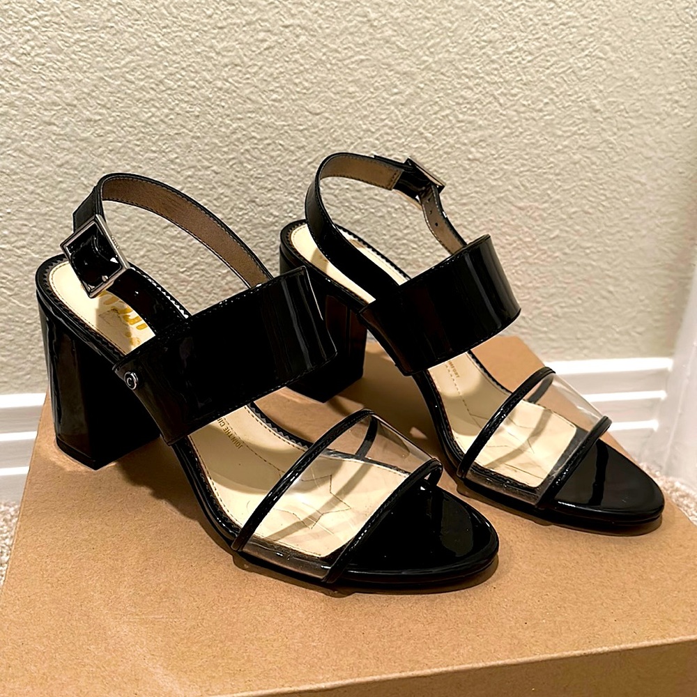 Circus by Sam Edelman Black Patent Leather Short Block Heels 7 1/2